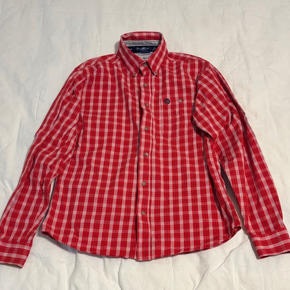 Wrangler George Straight Red Plaid Casual Button Down Shirt